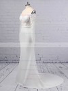 Trumpet/Mermaid Off-the-shoulder Tulle Satin Chiffon Sweep Train Appliques Lace Wedding Dresses #PDS00023368