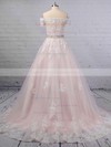 Ball Gown Off-the-shoulder Tulle Sweep Train Beading Wedding Dresses #PDS00023369