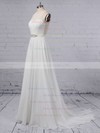 A-line Scoop Neck Lace Chiffon Floor-length Sashes / Ribbons Wedding Dresses #PDS00023372