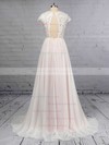 A-line Scoop Neck Lace Chiffon Floor-length Wedding Dresses #PDS00023373