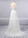 A-line V-neck Chiffon Sweep Train Lace Wedding Dresses #PDS00023377