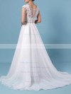 Princess V-neck Tulle Sweep Train Appliques Lace Wedding Dresses #PDS00023380
