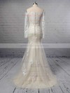 Trumpet/Mermaid Off-the-shoulder Tulle Sweep Train Beading Wedding Dresses #PDS00023385