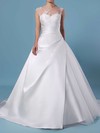 Ball Gown Scoop Neck Tulle Sweep Train Appliques Lace Wedding Dresses #PDS00023390