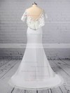 Trumpet/Mermaid Scoop Neck Lace Chiffon Sweep Train Appliques Lace Wedding Dresses #PDS00023391