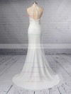 Trumpet/Mermaid Scoop Neck Chiffon Tulle Sweep Train Embroidered Wedding Dresses #PDS00023408