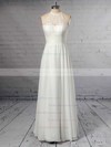 A-line Scoop Neck Chiffon Floor-length Lace Wedding Dresses #PDS00023409