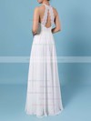 A-line Scoop Neck Chiffon Floor-length Lace Wedding Dresses #PDS00023409