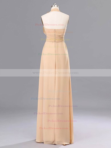 Designer Champagne Chiffon Floor-length Halter Bridesmaid Dresses #PDS02020059