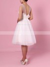 A-line Scoop Neck Tulle Knee-length Appliques Lace Wedding Dresses #PDS00023419