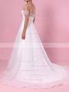 Princess Off-the-shoulder Organza Tulle Sweep Train Sequins Wedding Dresses #PDS00023423