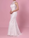 Sheath/Column High Neck Lace Floor-length Lace Wedding Dresses #PDS00023454