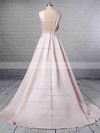 Ball Gown Halter Satin Sweep Train Beading Wedding Dresses #PDS00023465