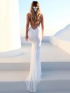 Lace Sheath/Column Scoop Neck Sweep Train Wedding Dresses #PDS00023476