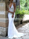 Sequined Trumpet/Mermaid V-neck Sweep Train Appliques Lace Wedding Dresses #PDS00023477