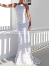 Lace Trumpet/Mermaid Scoop Neck Sweep Train Wedding Dresses #PDS00023479