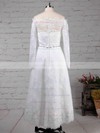 Ball Gown Off-the-shoulder Tea-length Lace Beading Wedding Dresses #PDS00023273