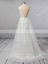 A-line V-neck Floor-length Tulle Appliques Lace Wedding Dresses #PDS00023352