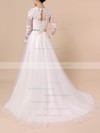 Ball Gown Scoop Neck Sweep Train Tulle Appliques Lace Wedding Dresses #PDS00023354