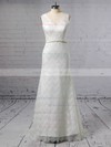 Trumpet/Mermaid V-neck Sweep Train Lace Sashes / Ribbons Wedding Dresses #PDS00023378