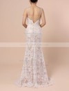 Trumpet/Mermaid V-neck Sweep Train Lace Beading Wedding Dresses #PDS00023428