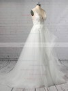 Ball Gown V-neck Sweep Train Tulle Appliques Lace Wedding Dresses #PDS00023438