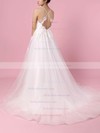 Ball Gown V-neck Sweep Train Tulle Appliques Lace Wedding Dresses #PDS00023438
