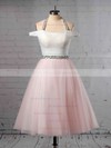 Ball Gown Halter Tea-length Tulle Beading Wedding Dresses #PDS00023450