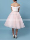 Ball Gown Halter Tea-length Tulle Beading Wedding Dresses #PDS00023450
