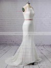 Trumpet/Mermaid Scoop Neck Sweep Train Lace Sashes / Ribbons Wedding Dresses #PDS00023457