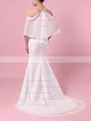 Trumpet/Mermaid Off-the-shoulder Sweep Train Lace Chiffon Wedding Dresses #PDS00023466