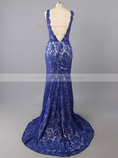 Trumpet/Mermaid Scoop Neck Floor-length Lace Tulle Appliques Lace Prom dresses #PDS02016054