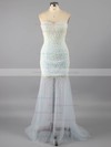 Trumpet/Mermaid Sweetheart Sweep Train Tulle Pearl Detailing Prom dresses #PDS02017301