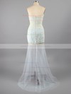 Trumpet/Mermaid Sweetheart Sweep Train Tulle Pearl Detailing Prom dresses #PDS02017301