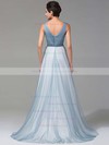 A-line V-neck Tulle with Beading Floor-length Beautiful Prom Dresses #PDS020102764