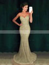 Sparkly Trumpet/Mermaid Sweetheart Tulle with Beading Sweep Train Prom Dresses #PDS020102878