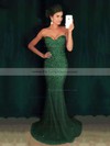 Sparkly Trumpet/Mermaid Sweetheart Tulle with Beading Sweep Train Prom Dresses #PDS020102878