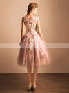 Ball Gown Scoop Neck Tulle Tea-length Appliques Lace Short Prom Dresses #PDS020103045
