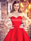 Princess Sweetheart Red Satin with Ruffles Asymmetrical Classic Prom Dresses #PDS020103199