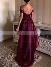 Sexy A-line Off-the-shoulder Organza Appliques Lace Asymmetrical Backless Prom Dresses #PDS020103210