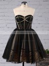 For Less Princess Sweetheart Black Tulle with Appliques Lace Short/Mini Prom Dresses #PDS020103252