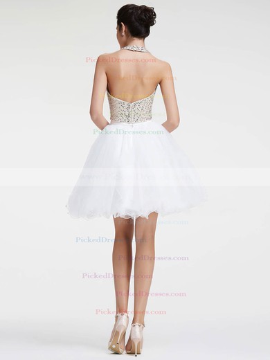 New Arrival Princess Halter Tulle with Sequins Short/Mini Two Piece Backless Prom Dresses #PDS020103278