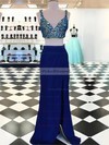 Sheath/Column V-neck Chiffon Split Front Floor-length Backless Two Piece Inexpensive Prom Dresses #PDS020103291