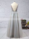 Exclusive Princess V-neck Tulle with Beading Floor-length Backless Prom Dresses #PDS020103505