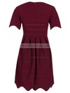 Short/Mini A-line Scoop Neck Satin Ruffles Short Sleeve Simple Prom Dresses #PDS020103522