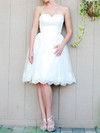 Best White Organza Lace Lace-up Sweetheart Knee-length Wedding Dress #PDS00020476