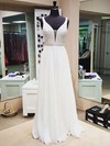 A-line V-neck Chiffon with Beading Floor-length Boutique Long Prom Dresses #PDS020103582
