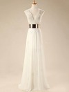 Classy A-line Chiffon with Floor-length V-neck Long Prom Dresses #PDS020103651