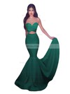 Trumpet/Mermaid Sweetheart Red Stretch Crepe with Ruffles Sweep Train Exclusive Backless Prom Dresses #PDS020103768