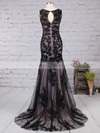 Trumpet/Mermaid Scoop Neck Sweep Train Tulle with Appliques Lace Prom Dresses #PDS020104144